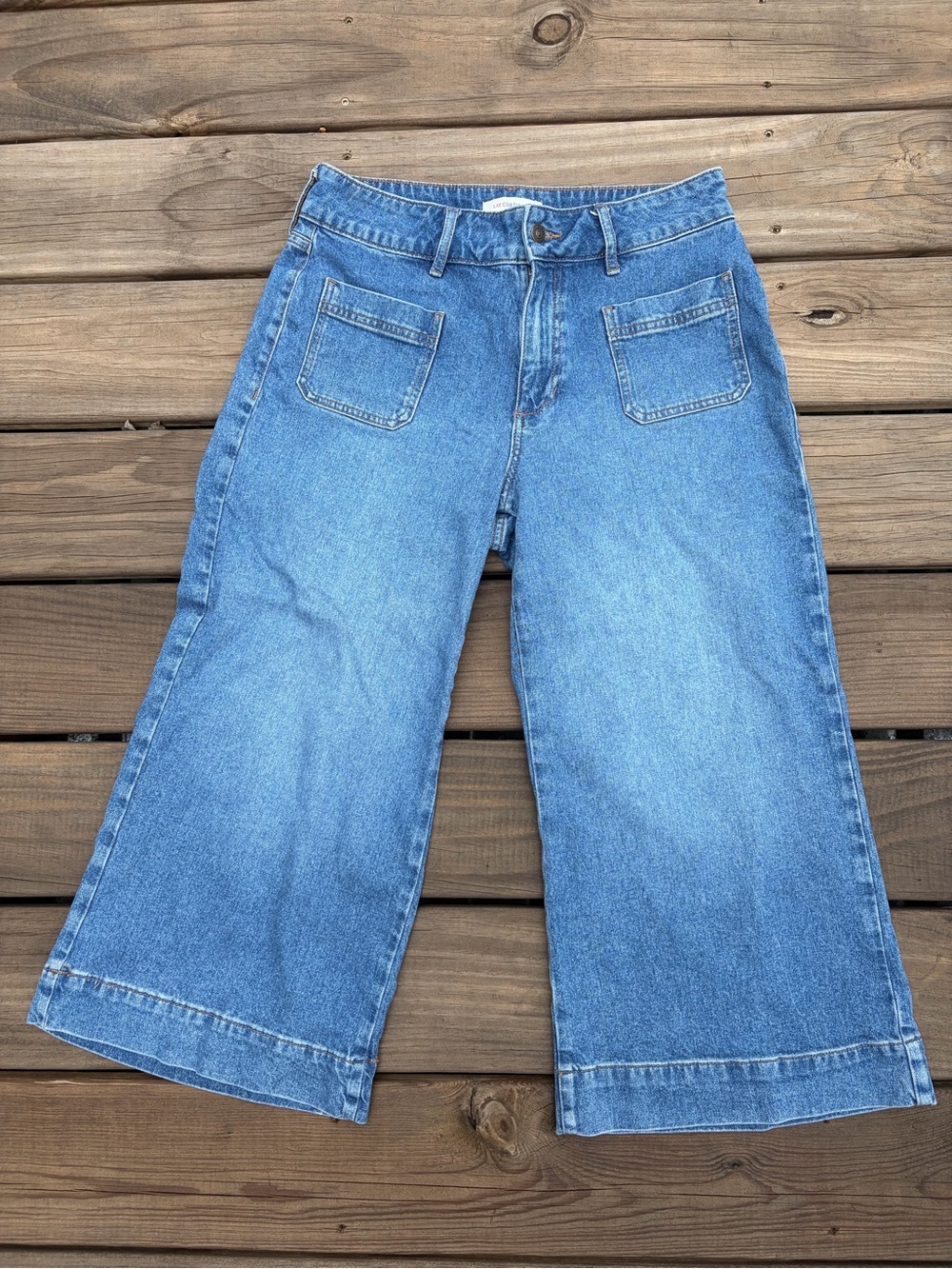 Liz Claiborne Light Blue Wide-Leg Cropped Jeans 8 Petite 8P